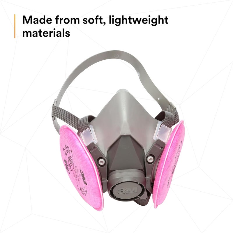 3M Half Facepiece Reusable Respirator Assembly Kit 6391, Size Large, P100, Lightweight, Comfortable, Easy to Adjust, Includes 2091 Particulate Filter, Welding, Soldering, Asbestos - Image 2